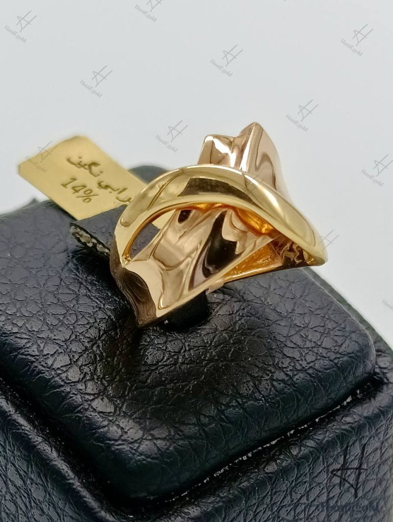 انگشتر آیینه‌ای جناقی دو رنگ،زرد و رزگلد بی‌نگین (اکسترا بی نگین)