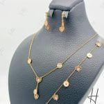 سرویس طلای بچه گانه طرح قلب با مینای صورتی