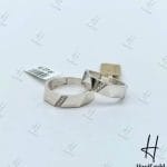 حلقه ست طلا آیینه‌ای سفید با طرح مثلث (حلقه ست فالکون)