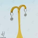 گوشواره نگین دار حلقه‌ای آویز، آیسان سفید طرح گل