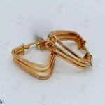 گوشواره حلقه‌ای طرح ایتالیایی دو‌ رنگ زرد و رزگلد با شکل مثلث