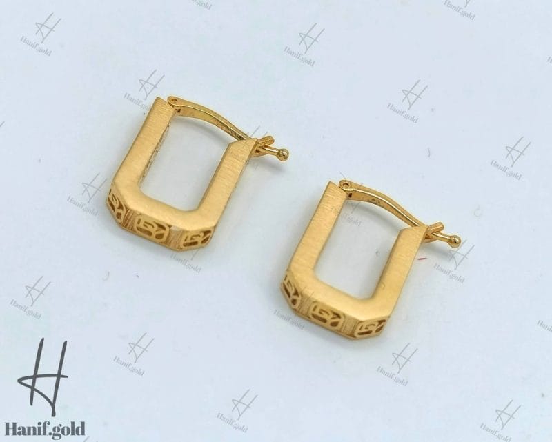 گوشواره مجموعه pearl زرد مات با طرح U