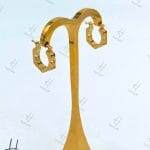 گوشواره مجموعه pearl زرد مات با طرح ۵ ضلعی