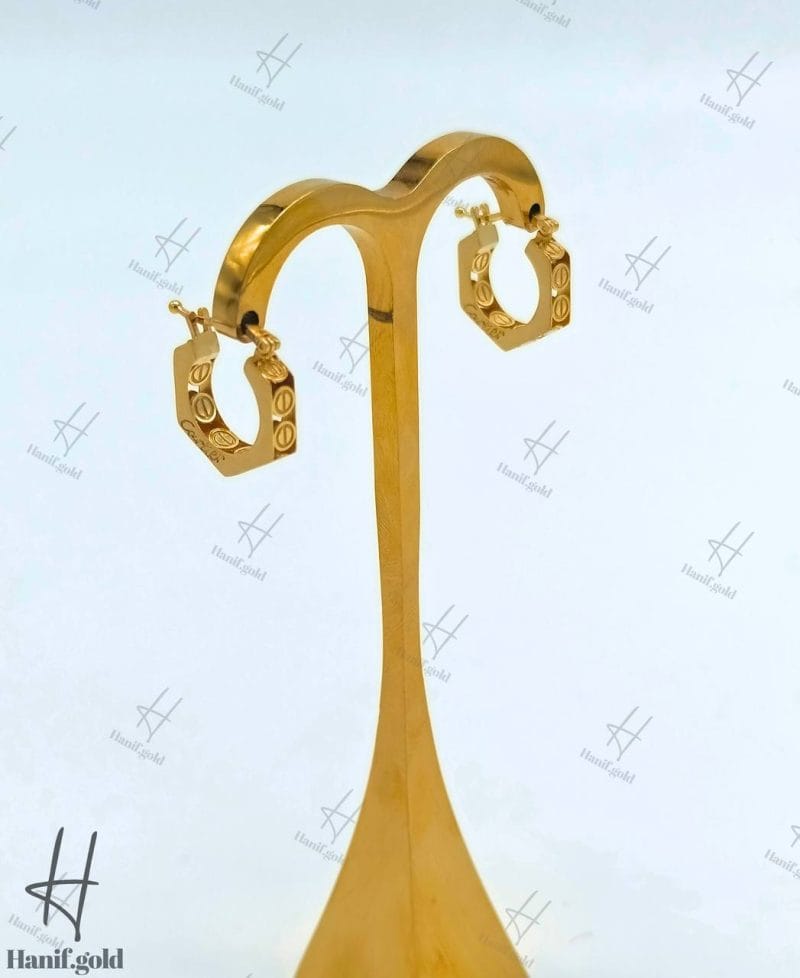 گوشواره مجموعه pearl زرد مات با طرح ۵ ضلعی