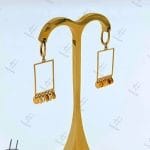 گوشواره طلای طرح مستطیل با آویز پولکی ( گوشواره zahabi)