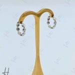 گوشواره طلای حلقه‌ای سفید با طرح دایره (گوشواره هوم‌گلد)