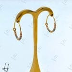 گوشواره طلای حلقه‌ای با توپ تراش البرناردو سه رنگ سفید،زرد و رزگلد