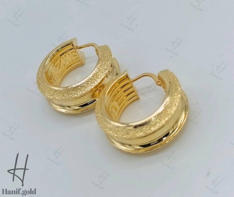 گوشواره طلای رینگی کوچک وسط زرد آیینه‌ای