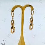 گوشواره طلا‌ی آویز سه حلقه زرد آیینه‌ای(گوشواره هرمس)