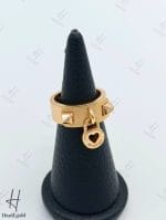 انگشتر طلای زرد مات و آیینه‌ای تیفانی قفل آویز ( انگشتر اکسترا بی نگین) - Image 2