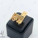 انگشتر طلای زرد آیینه‌ای تیفانی آویز دار( انگشتر اکسترا بی‌نگین )