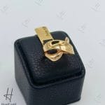 انگشتر طلای آیینه‌ای جناقی رزگلد و زرد ساده (انگشتر اکسترا بی‌نگین)