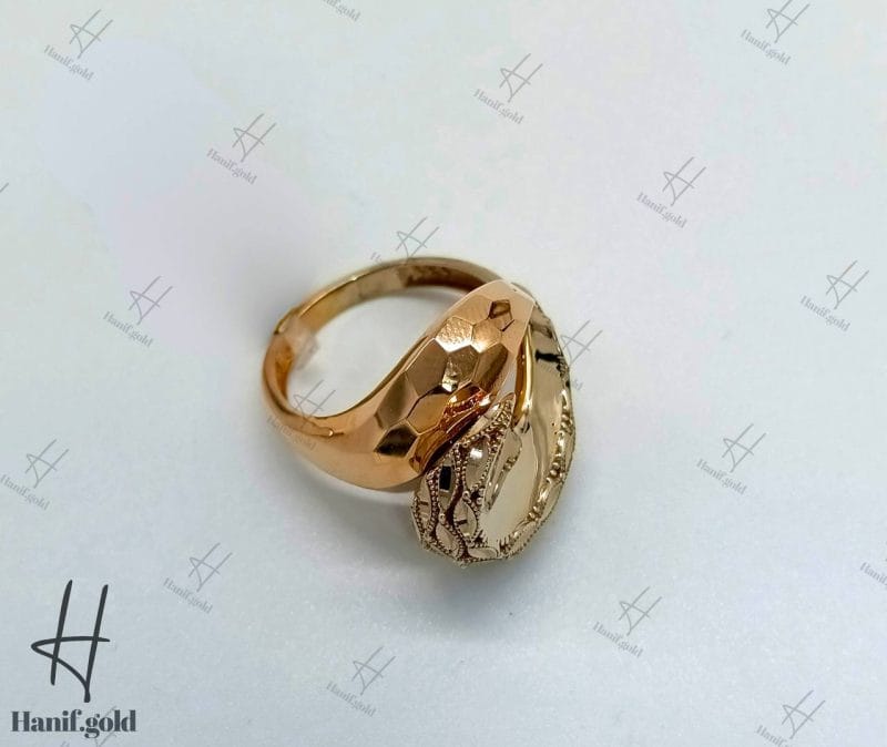 انگشتر طلای کادنزا جناقی رزگلد ساده و شامپاینی(انگشتر گندمی)