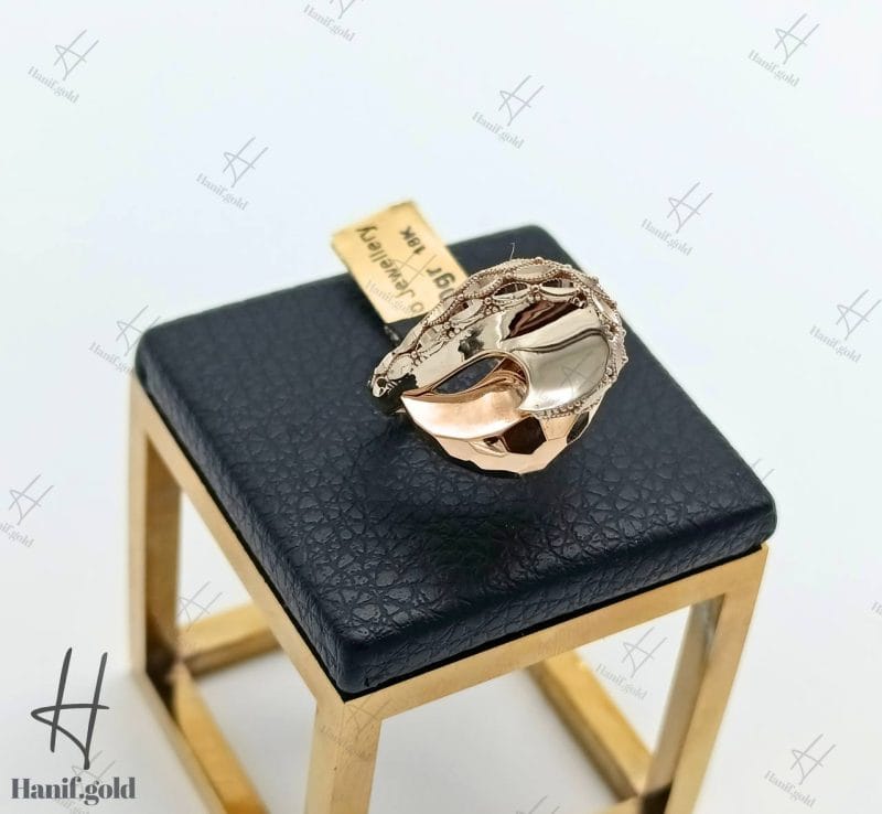 انگشتر طلای کادنزا جناقی رزگلد ساده و شامپاینی(انگشتر گندمی)