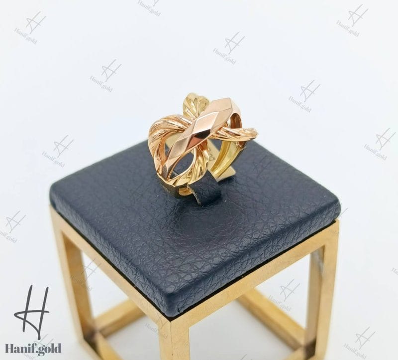 انگشتر طلای زرد و رزگلد طرح پاپیون (انگشتر لوییز)