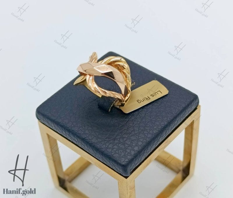 انگشتر طلای زرد و رزگلد طرح پاپیون (انگشتر لوییز)
