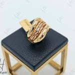 انگشتر طلای زرد آیینه‌ای و رزگلد با شکل منحنی (انگشتر آلیسان)