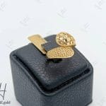 انگشتر طلای زرد جناقی با تراش حصیری و ۶ ضلعی (انگشتر زر رز)