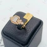 انگشتر طلای تراش امرالد‌کات مربع دو رنگ سفید و رزگلد