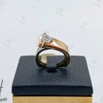 انگشتر طلای دو رنگ رزگلد و شامپاینی طرح حلقه تک نگین