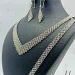 سرویس طلای زنانه، سفید بافتنی ،تک رج (سرویس شال)