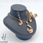 نیم ست طلای رزگلد براق طرح برگ ( نیم ست مجموعه گندمی )