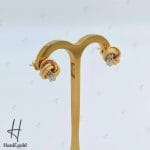 گوشواره طلای طرح گره سه رنگ،سفید،زرد و رزگلد