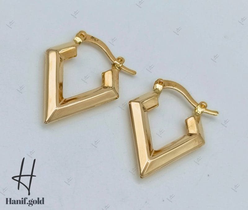 گوشواره طلای زرد آیینه‌ای با طرح لوزی(گوشواره آریانا) - Image 2