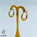 گوشواره طلای زرد آیینه‌ای با طرح موج دار دایره