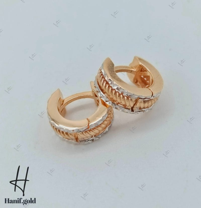گوشواره طلای دو‌ رنگ سفید و رزگلد حلقه‌ای ظریف جلوا - Image 2