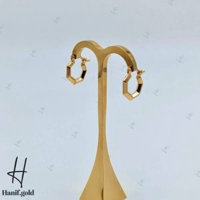 گوشواره طلای زرد آیینهی ۶ضلعی (گوشواره اریانا)
