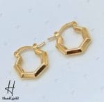 گوشواره طلای زرد آیینه‌ی ۶ضلعی (گوشواره اریانا) - Image 2