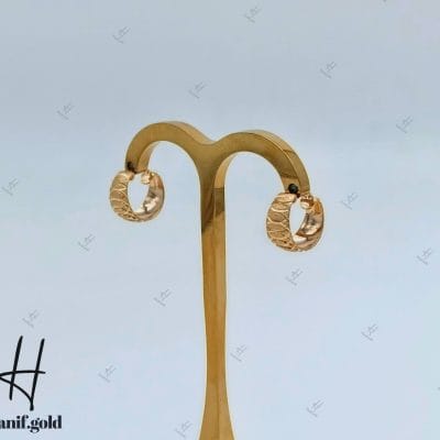 گوشواره طلای حلقهای زرد آیینهای تراش خور