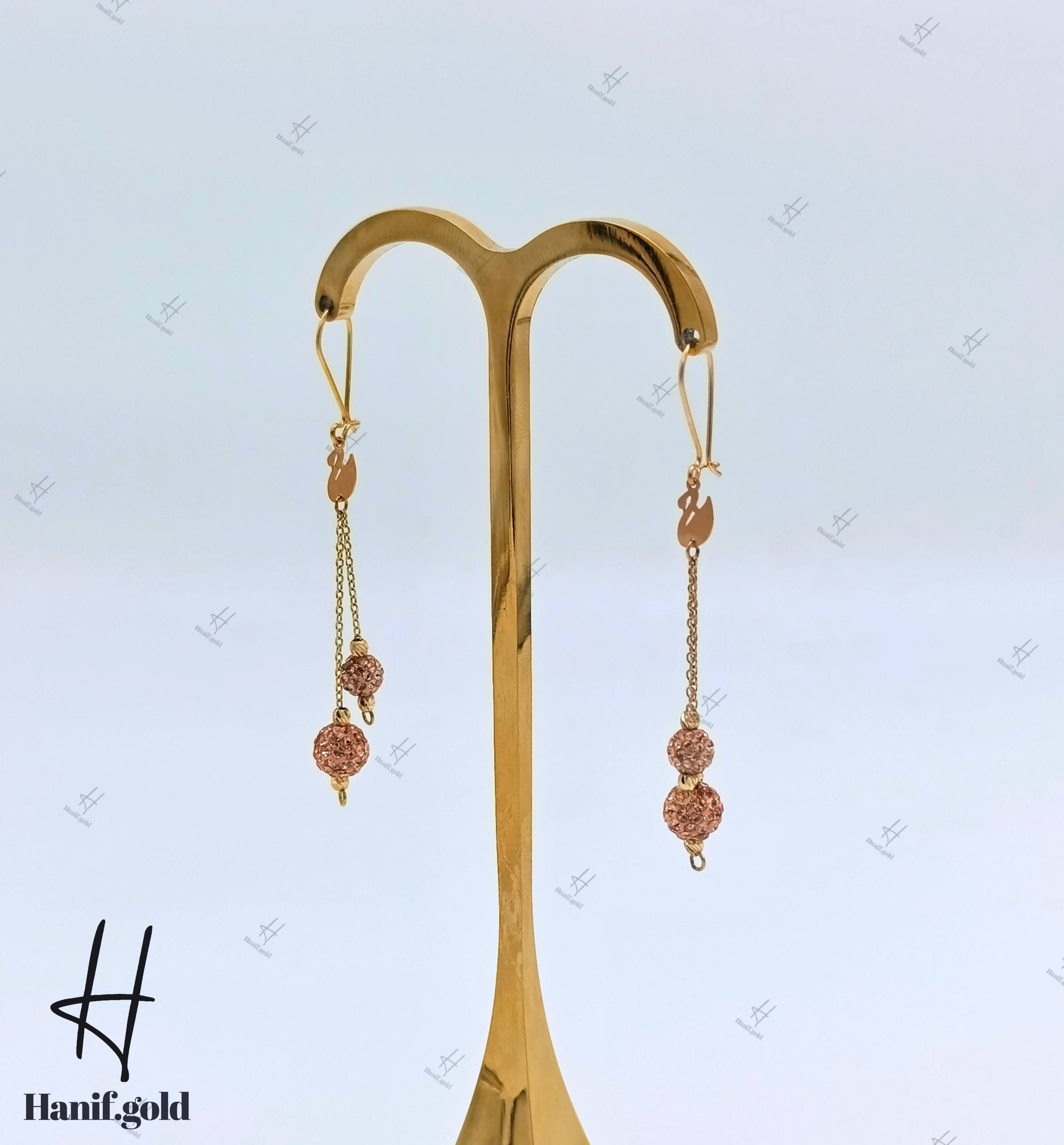 photo_۲۰۲۵-۰۸-۳۰_۱۸-۵۴-۴۶ گوشواره طلا با توپ رز گلد نگین دار( گوشواره ویانا) - Image 1