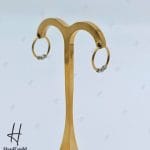 گوشواره طلای حلقه‌ای با توپ تراش سفید البرناردو(گوشواره وستا)