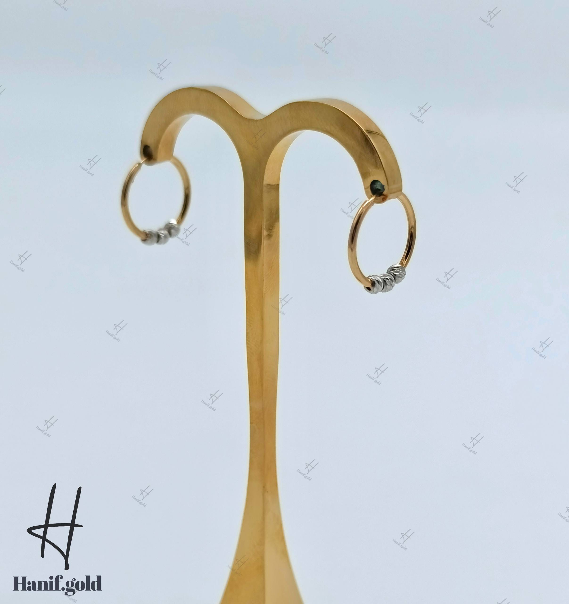 photo_۲۰۲۵-۰۸-۳۰_۱۸-۵۸-۴۱ گوشواره طلای حلقهای با توپ تراش سفید البرناردو(گوشواره وستا) - Image 1