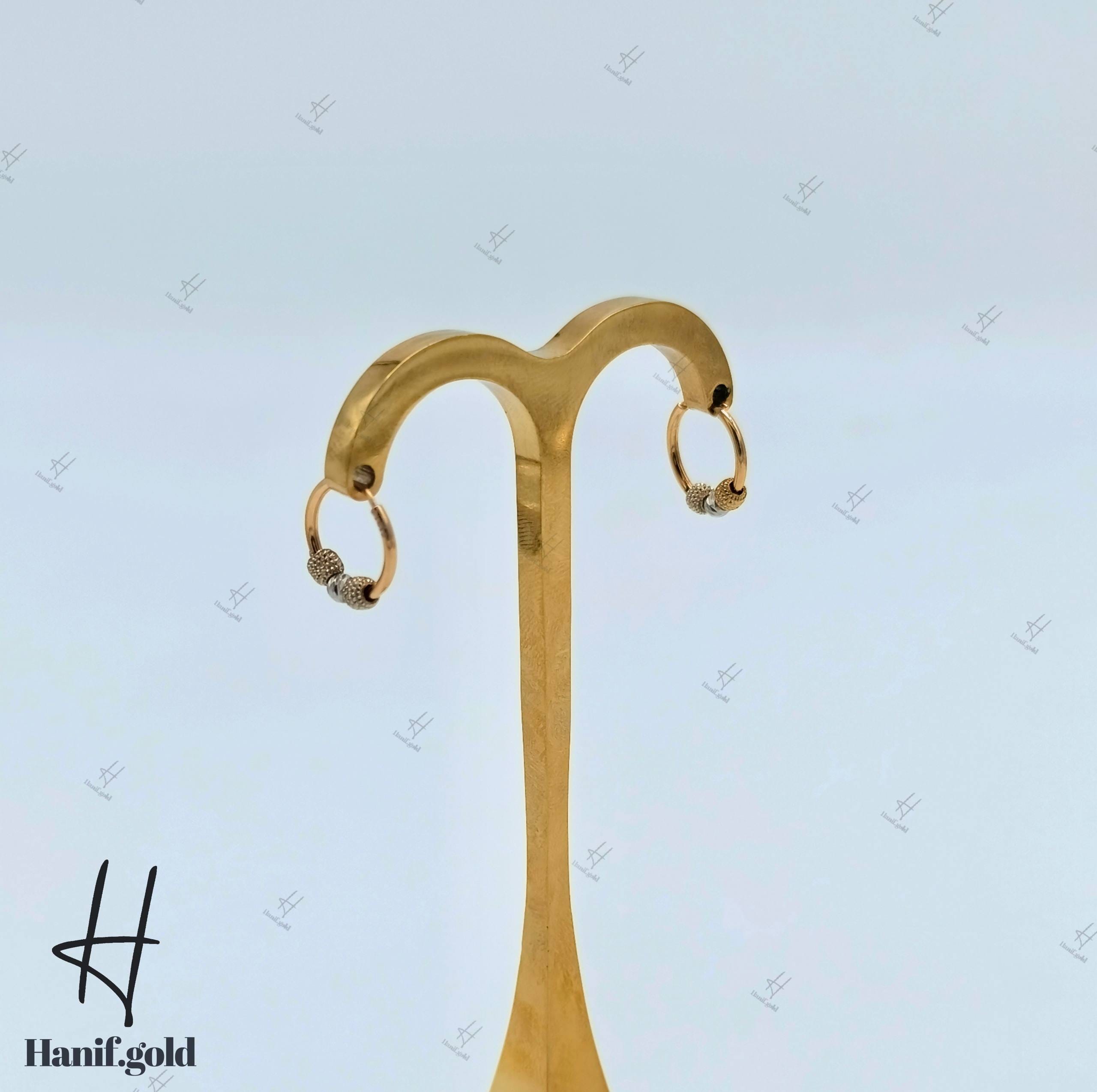 photo_۲۰۲۵-۰۸-۳۰_۱۹-۱۱-۲۱ گوشواره طلای حلقهای با توپ تراش زرد و سفید البرناردو (گوشواره وستا) - Image 1