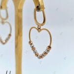 گوشواره طلای طرح قلب با توپ تراش،دو رنگ سفید و رزگلد (گوشواره ذهبی)