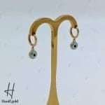 گوشواره طلای چشم و نظر با مینا کاری آبی
