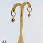 گوشواره طلای چشم و نظر با مینا کاری قرمز