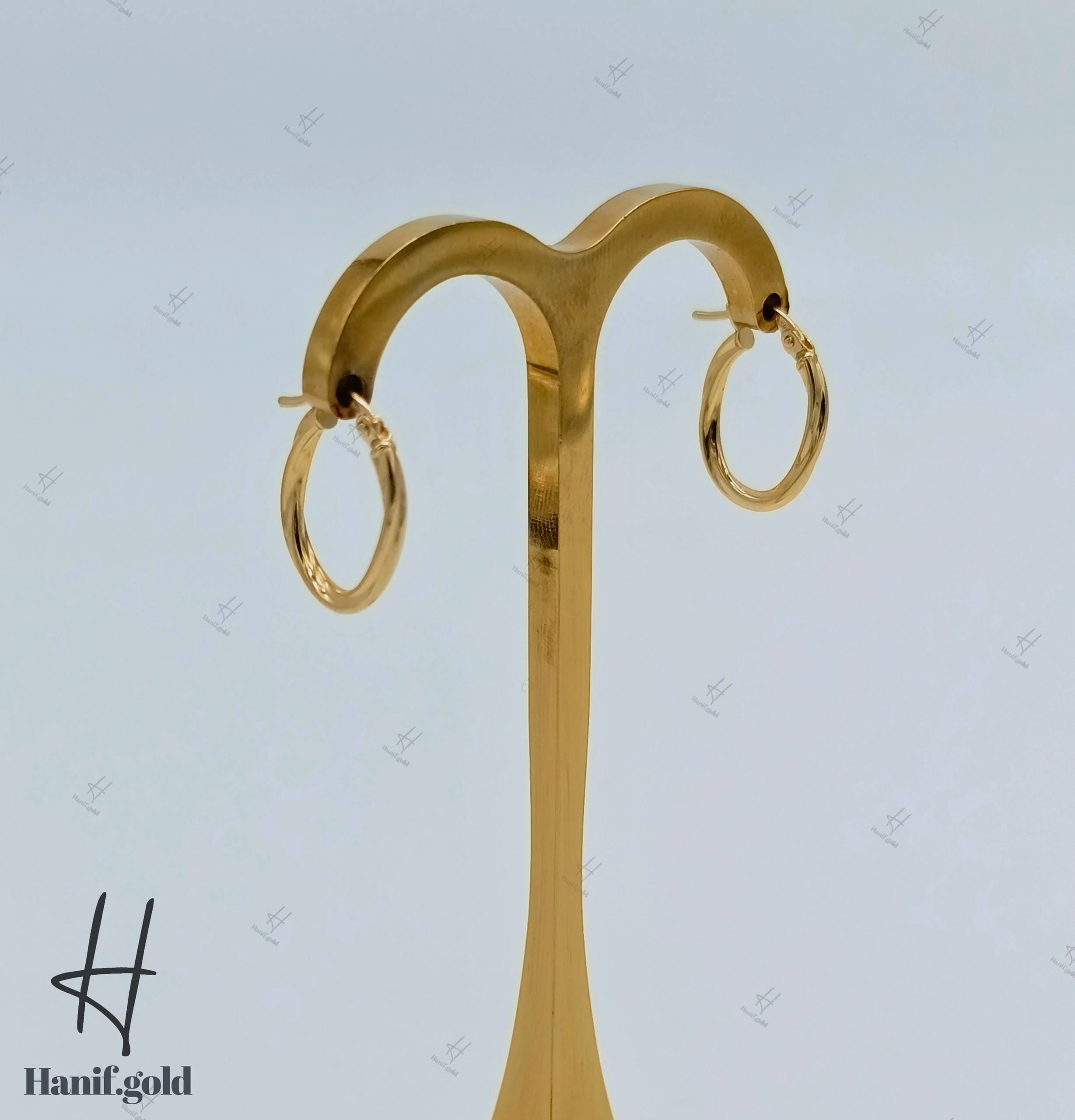 photo_۲۰۲۵-۰۹-۰۳_۱۹-۵۰-۳۸ گوشواره طلای حلقهای سبک با طرح پیچ - Image 1