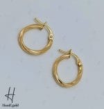 گوشواره طلای حلقه‌ای سبک با طرح پیچ - Image 3