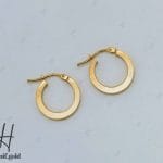 گوشواره طلای زرد آیینه‌ای حلقه‌ای تخت