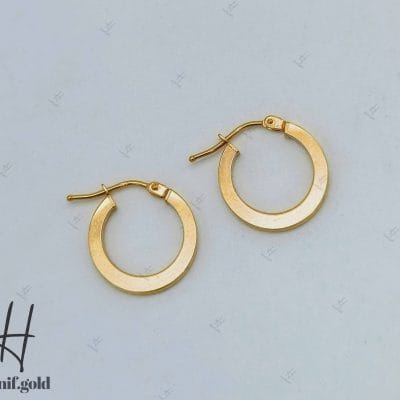 گوشواره طلای زرد آیینه‌ای حلقه‌ای تخت