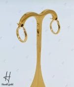 گوشواره طلای زرد آیینه‌ای حلقه‌ای تخت ۲