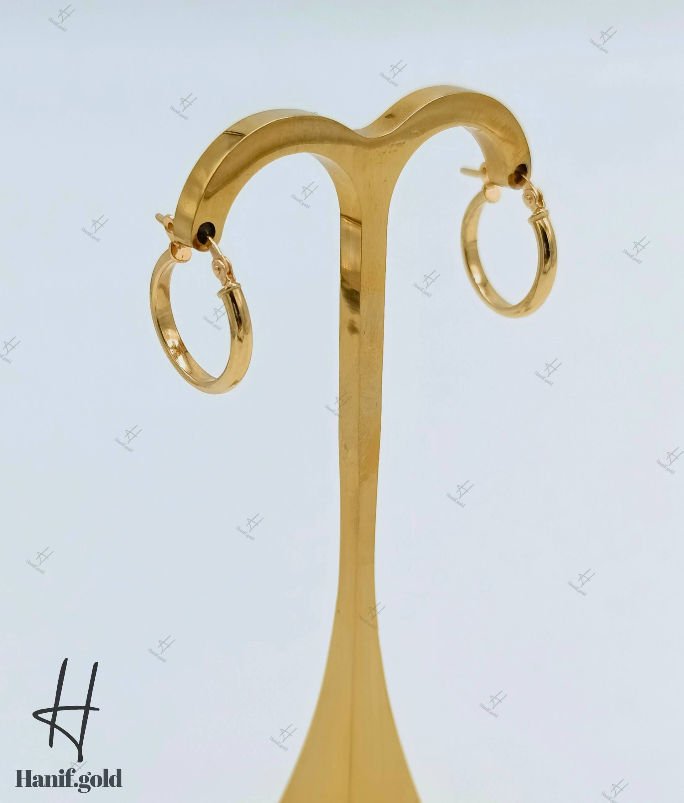 photo_۲۰۲۵-۰۹-۰۳_۱۹-۵۷-۱۲ گوشواره طلای زرد آیینهای حلقهای تخت ۲ - Image 1