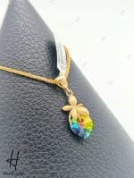 مدال طلای سنگ رنگی و زرد مات با طرح سنجاقک - Image 2