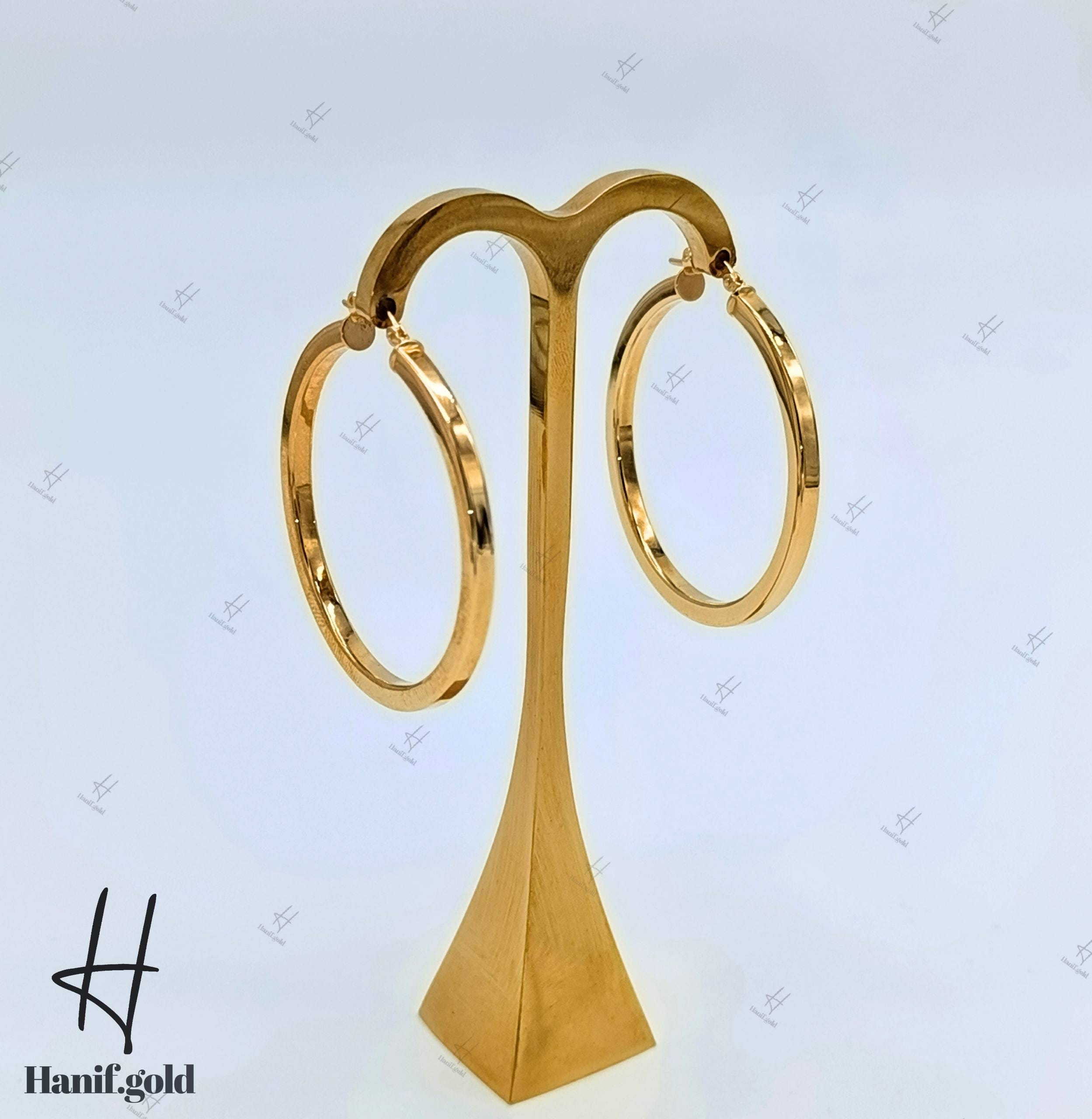 photo_۲۰۲۵-۰۹-۰۴_۱۱-۱۱-۳۱ گوشواره طلای زرد آیینهای حلقهای طرح آکوا - Image 1