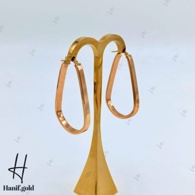 گوشواره طلای رزگلد بیضی، طرح آکوا