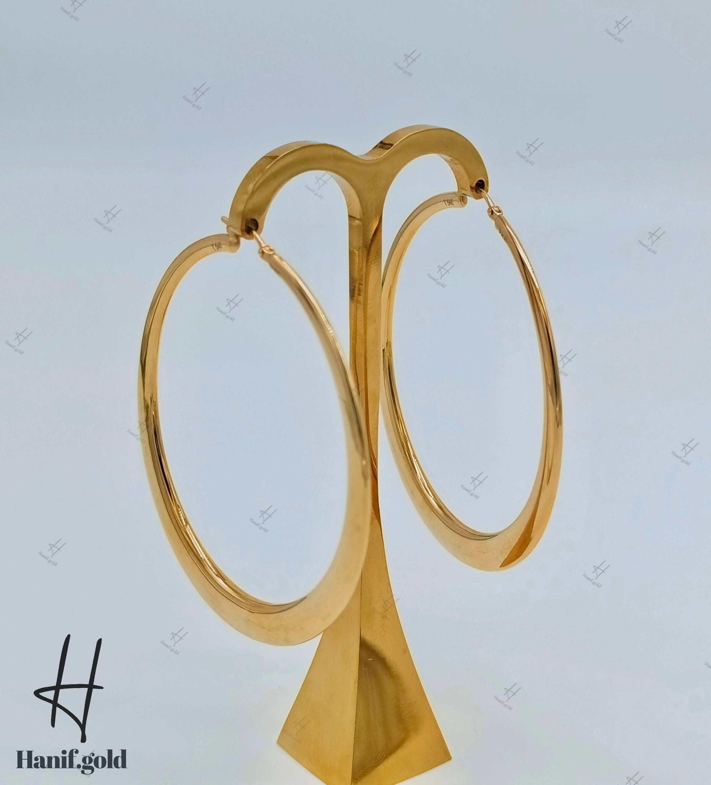 photo_۲۰۲۵-۰۹-۰۶_۱۱-۱۲-۵۲ گوشواره طلای زرد آیینهای،دایره بزرگ آکوا - Image 1